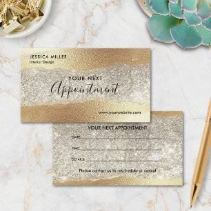 Modern Gold Diamond Glitter Faux Foil Luxury Glam Appointment Card