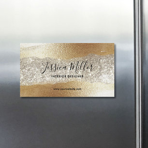 Modern Gold Diamond Glitter Faux Foil Luxury Glam Magnetic Business Card