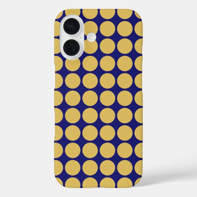 Modern Gold Dots Midnight Blue Colour Plain Unique Case-Mate iPhone Case (Back)