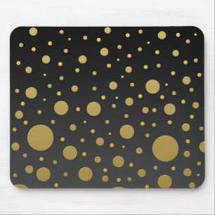 Modern Gold Dots on Black Background Mouse Pad
