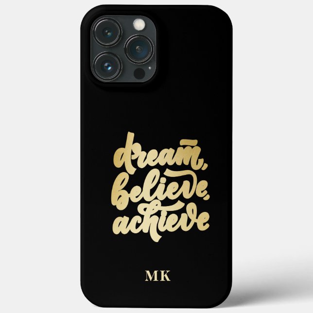 Modern Gold Dream Believe Achieve  Motivational   Case-Mate iPhone Case (Back)