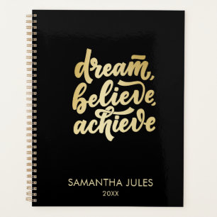 Modern Gold Dream Believe Achieve  Motivational Planner