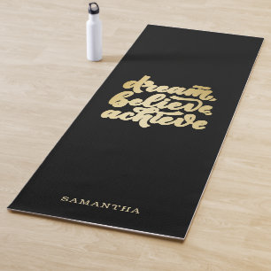 Modern Gold Dream Believe Achieve  Motivational   Yoga Mat