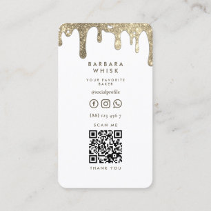 Modern Gold Drip Whisk Bakery Pastry Caterer Business Card
