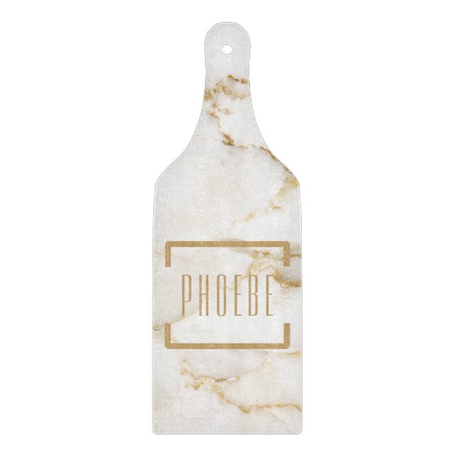 Modern Gold Effect Marble Personalised Cutting Board (Front)