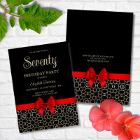 Modern Gold Egypt Geometric Red Bow 70th Birthday