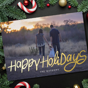 modern gold elegant happy holidays funky photo