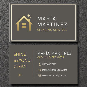 Modern Gold Elegant House Cleaning Services Business Card