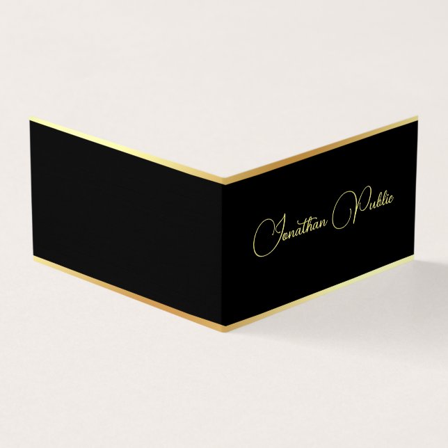 Modern Gold Elegant Typography Simple Template Business Card (Outside)