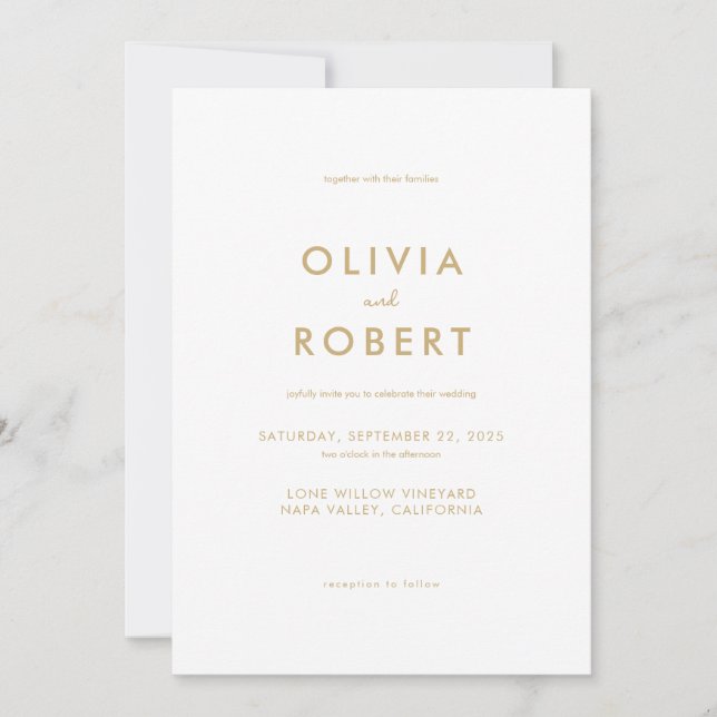 Modern Gold Elegant Wedding Invitation (Front)