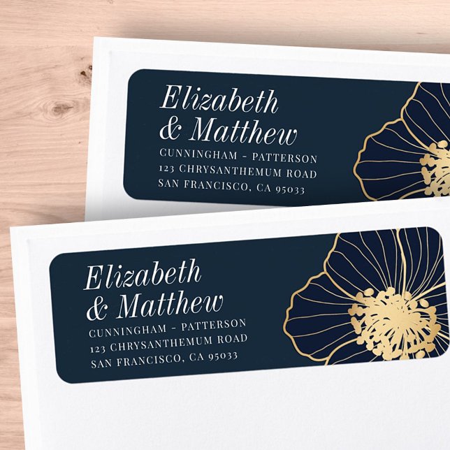 Modern Gold Embossed Floral | Return Address (Creator Uploaded)