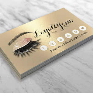 Modern Gold Eyelash Salon Makeup Artist Loyalty Card