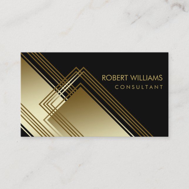 Modern Gold Faux Geometric Professional Glitter Business Card (Front)