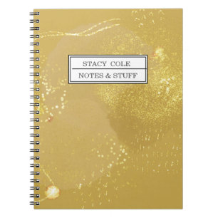Modern Gold Faux Glitter Name Personalised Notebook