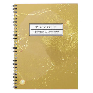 Modern Gold Faux Glitter Name Personalised Notebook
