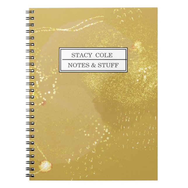 Modern Gold Faux Glitter Name Personalised Notebook (Front)
