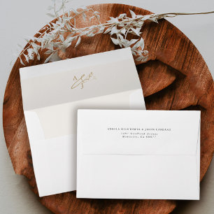 Modern Gold Floral Ampersand Monogram Wedding Envelope