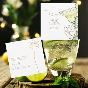 Modern Gold Floral Margarita Bridal Shower Invitation