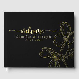 Modern Gold Floral wedding guestbook