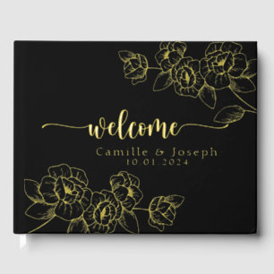 Modern Gold Floral wedding guestbook