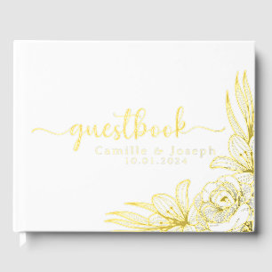 Modern Gold Floral wedding guestbook