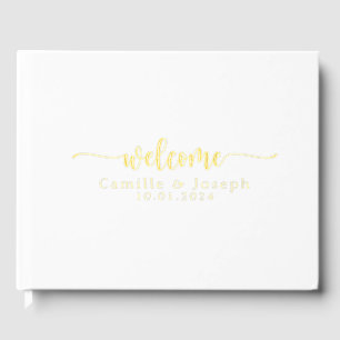 Modern Gold Floral wedding guestbook