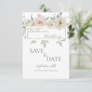 Modern Gold Floral Wedding  Save The Date