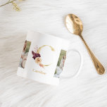 Modern Gold Flower Letter C | Two Photo Monogram  Coffee Mug<br><div class="desc">Modern Gold Flower Letter C | Two Photo Monogram</div>
