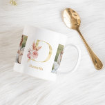Modern Gold Flower Letter D  | Two Photo Monogram  Coffee Mug<br><div class="desc">Modern Gold Flower Letter D  | Two Photo Monogram</div>