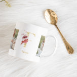 Modern Gold Flower Letter F | Two Photo Monogram Coffee Mug<br><div class="desc">Modern Gold Flower Letter F | Two Photo Monogram</div>