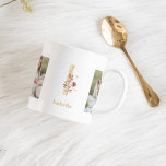 Modern Gold Flower Letter I | Two Photo Monogram  Coffee Mug<br><div class="desc">Modern Gold Flower Letter I | Two Photo Monogram</div>