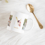 Modern Gold Flower Letter N | Two Photo Monogram Coffee Mug<br><div class="desc">Modern Gold Flower Letter N | Two Photo Monogram</div>