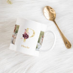 Modern Gold  Flower Letter P | Two Photo Monogram Coffee Mug<br><div class="desc">Modern Gold  Flower Letter P | Two Photo Monogram</div>