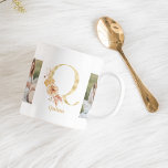 Modern Gold Flower  Letter Q | Two Photo Monogram Coffee Mug<br><div class="desc">Modern Gold Flower  Letter Q | Two Photo Monogram</div>