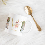 Modern Gold Flower Letter W  | Two Photo Monogram  Coffee Mug<br><div class="desc">Modern Gold Flower Letter W  | Two Photo Monogram</div>