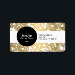 Modern Gold Flowers Black Circle Address Label<br><div class="desc">Coordinates with the Modern Gold Flowers Black Circle Business Card Template by 1201AM. A vintage floral pattern is made modern with a faux metallic gold and white colour scheme. The black circle acts as a logo - highlighting your name or business name on these personalised address labels. This product is...</div>