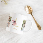 Modern Gold Flowers Letter L | Two Photo Monogram  Coffee Mug<br><div class="desc">Modern Gold Flowers Letter L | Two Photo Monogram</div>