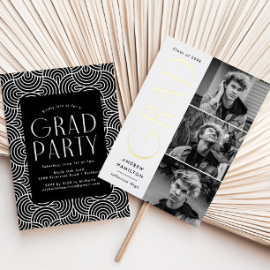 Modern Gold Foil 3 Photo Graduation Party