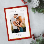 Modern Gold Foil and Red Border Family Photo<br><div class="desc">This gorgeous family photo 'Happy Holidays' Christmas card with a festive red border and gold foil features a place for you to add your names, and a message on the back, as well as room for you to add your own single vertical photo. The back also features a matching modern...</div>