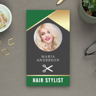 Modern Gold Foil Beauty Salon Hair Stylist Photo Business Card