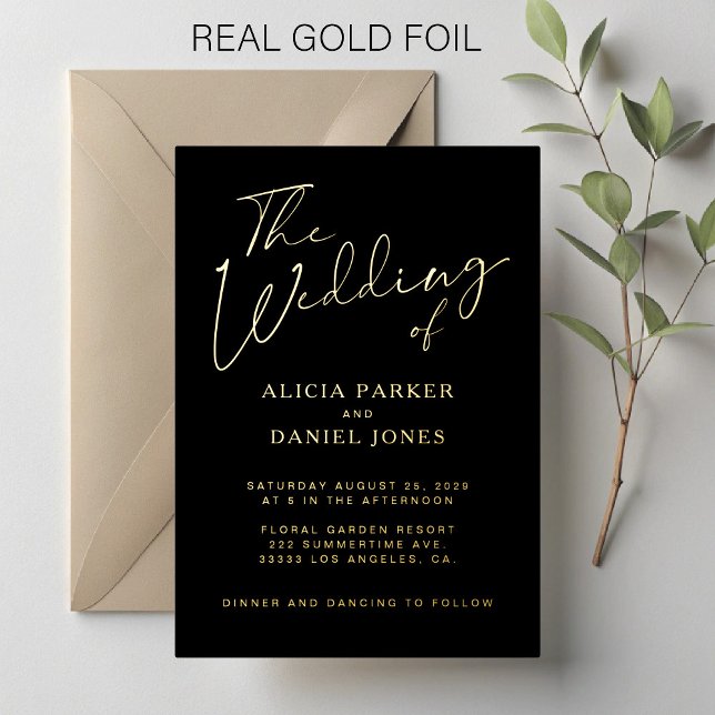 Modern gold foil calligraphy script black wedding  (Creator Uploaded)