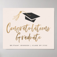 Modern Gold Foil Cap Congratulations Graduation