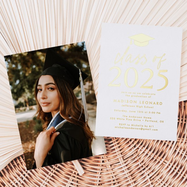 Modern Gold Foil Class of 2025 Graduation Party (Creator Uploaded)