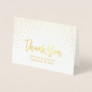 Modern Gold Foil Confetti Dots Wedding Thank You Card
