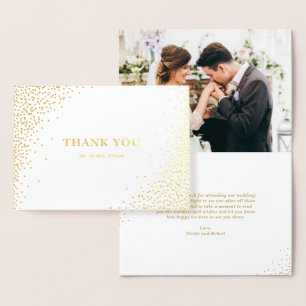 Modern Gold Foil Confetti Dots Wedding Thank You I Foil Card