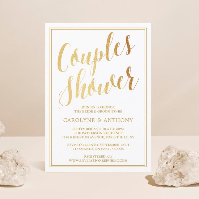 Modern Gold Foil Effect Couples Wedding Shower Invitation (Creator Uploaded)