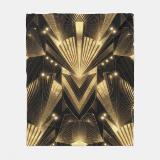 Modern Gold Foil Elegance Neo Art Deco Fleece Blanket