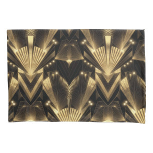 Modern Gold Foil Elegance Neo Art Deco  Pillowcase