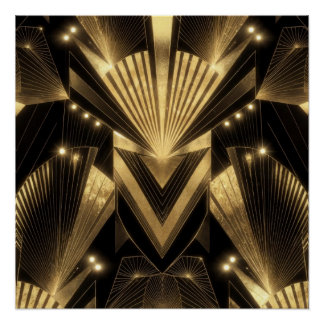 Modern Gold Foil Elegance Neo Art Deco Poster