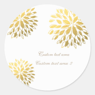 Modern Gold Foil Floral White Elegant Sticker